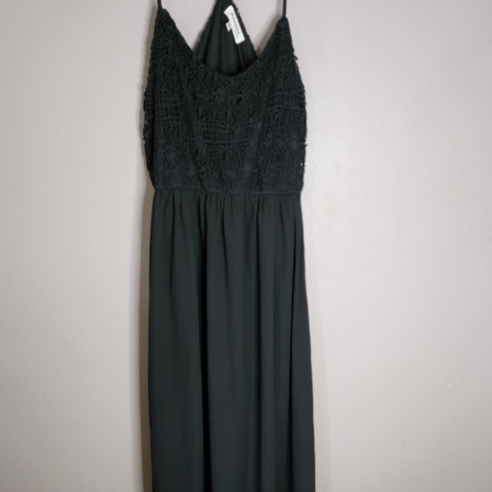 Monteau Black Crochet Maxi Dress